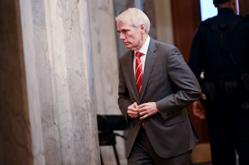 Sen. Portman arrives for the continuation of the Senate impeachment trial of President Trump