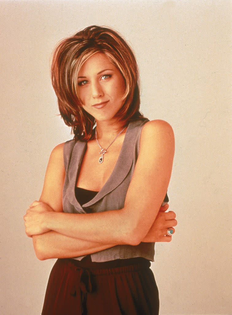 The Rachel style that made Jennifer Aniston a hair icon, pictured in 1995.  (photo by NBC Television/Getty Images)