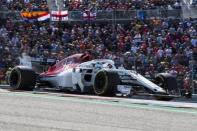 Oct 21, 2018; Austin, TX, USA; Sauber driver Marcus Ericsson (9) of Sweden during the United States Grand Prix at Circuit of the Americas. Mandatory Credit: Jerome Miron-USA TODAY Sports