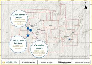 LOCATION OF ZECA SOUZA AND CANELEIRA GOLD TARGETS RELATIVE TO BUTIÁ GOLD DEPOSIT