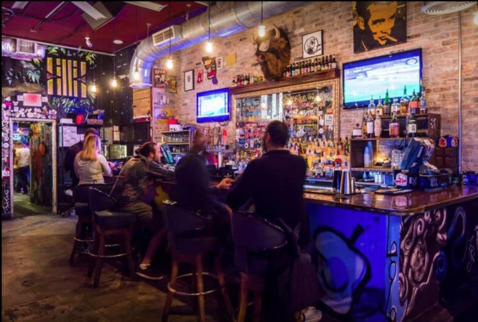 A bar inside the original Wood Tavern in Wynwood.