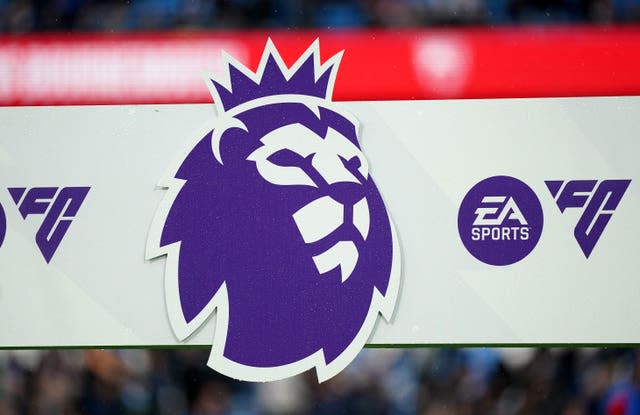 The Premier League logo on a sign