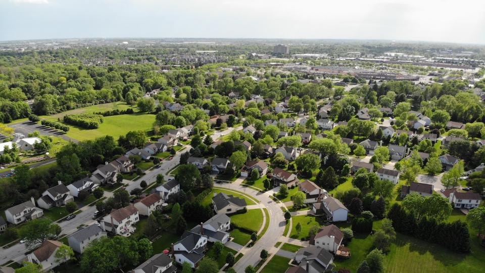 Hilliard Ohio neighborhood from the air.