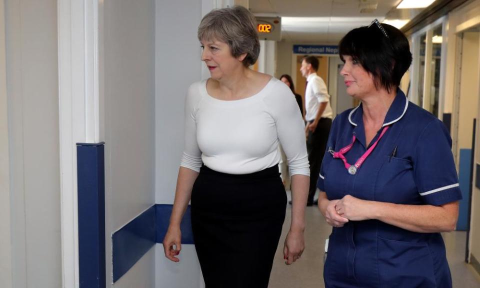 Theresa May visits renal transplant unit