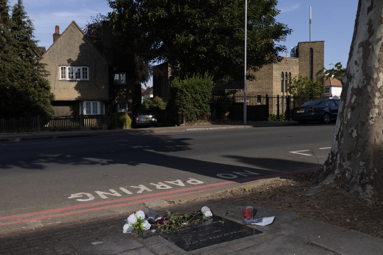 LONDON, ENGLAND - JUNE 26: A general view of the memorial plaque dedicated to Stephen Lawrence near the scene of his murder, on June 26, 2023 in the Eltham district of London, England. Today, the Met Police named an additional suspect in the UK's most notorious racist killing, in which 18-year-old Stephen Lawrence was fatally stabbed by a gang of young white men in Eltham in April 1993. The new, sixth suspect was named as Matthew White, who died in 2021 aged 50. 