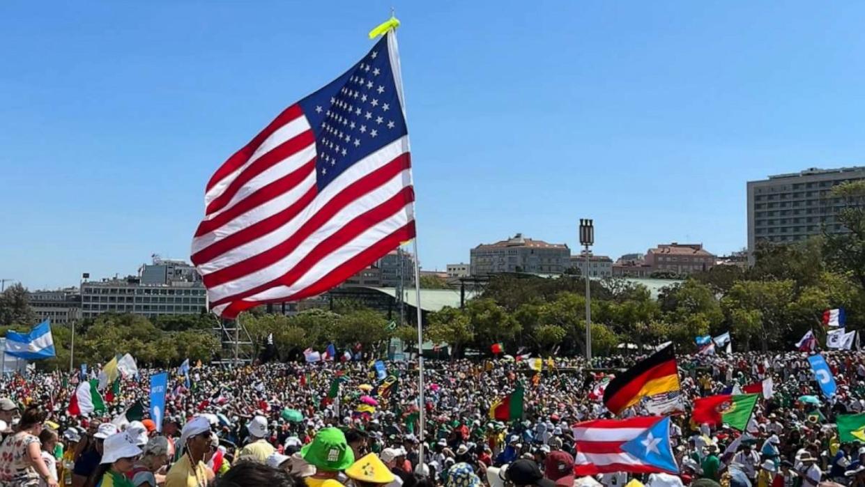 PHOTO: The Welcome Ceremony for Pope Francis is seen on Thursday, August 3, 2023, on the occasion of the XXXVII World Youth Day in Portugal. (Ines de la Cuetara/ABC News)