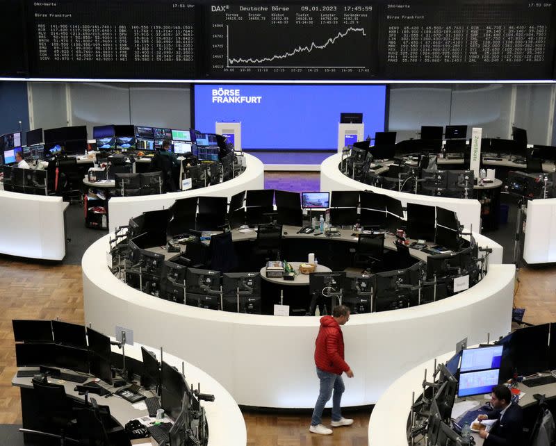 FILE PHOTO: German share price index DAX graph is pictured at the stock exchange in Frankfurt