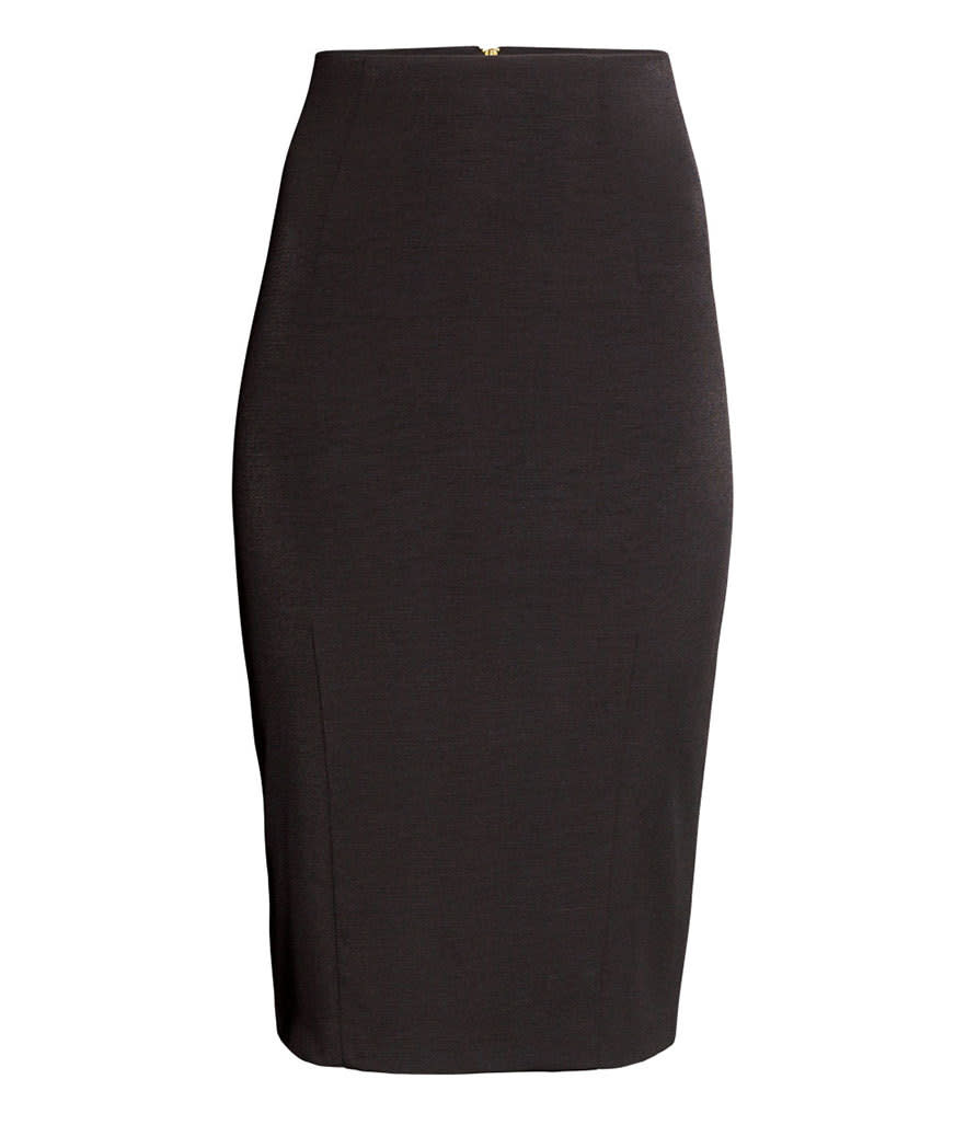 <p>H&M Pencil Skirt in Black, $35, <a href="http://www.hm.com/us/product/24615?article=24615-A&cm_vc=SEARCH" rel="nofollow noopener" target="_blank" data-ylk="slk:hm.com;elm:context_link;itc:0;sec:content-canvas" class="link ">hm.com</a></p>