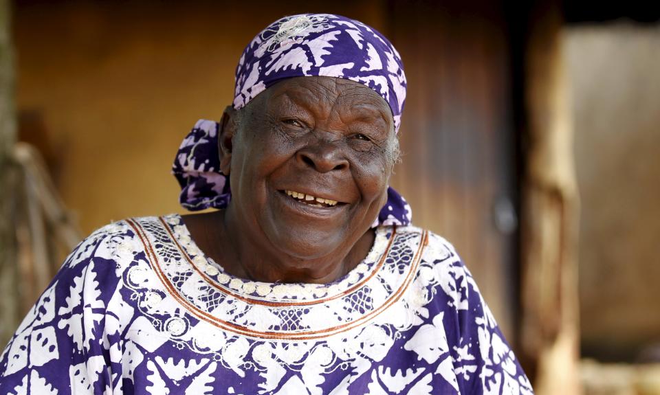 Sarah Hussein Onyango Obama, also known as Mama Sarah, step-grandmother of U.S. President Barack Obama, talks during an interview with Reuters at their ancestral home in Nyangoma village in Kogelo