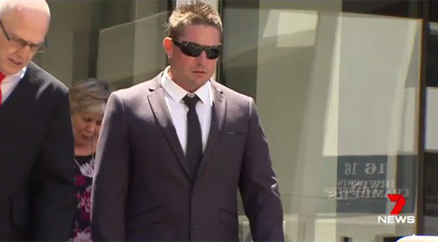 Shane Fisher leaves court. Source: 7 News