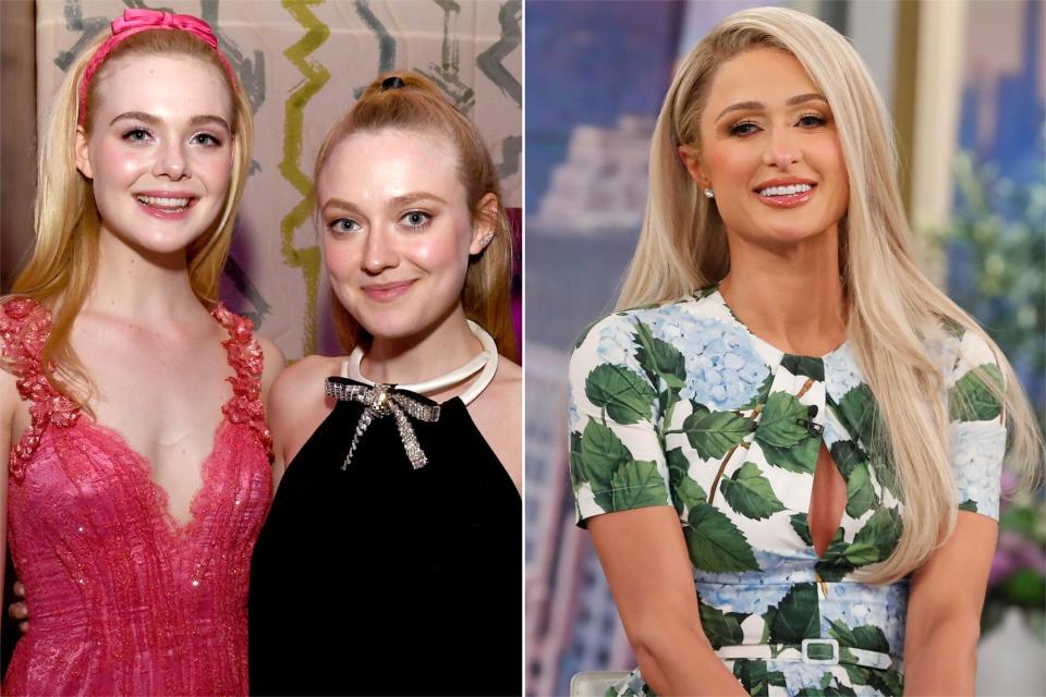 Elle Fanning, Dakota Fanning, and Paris Hilton