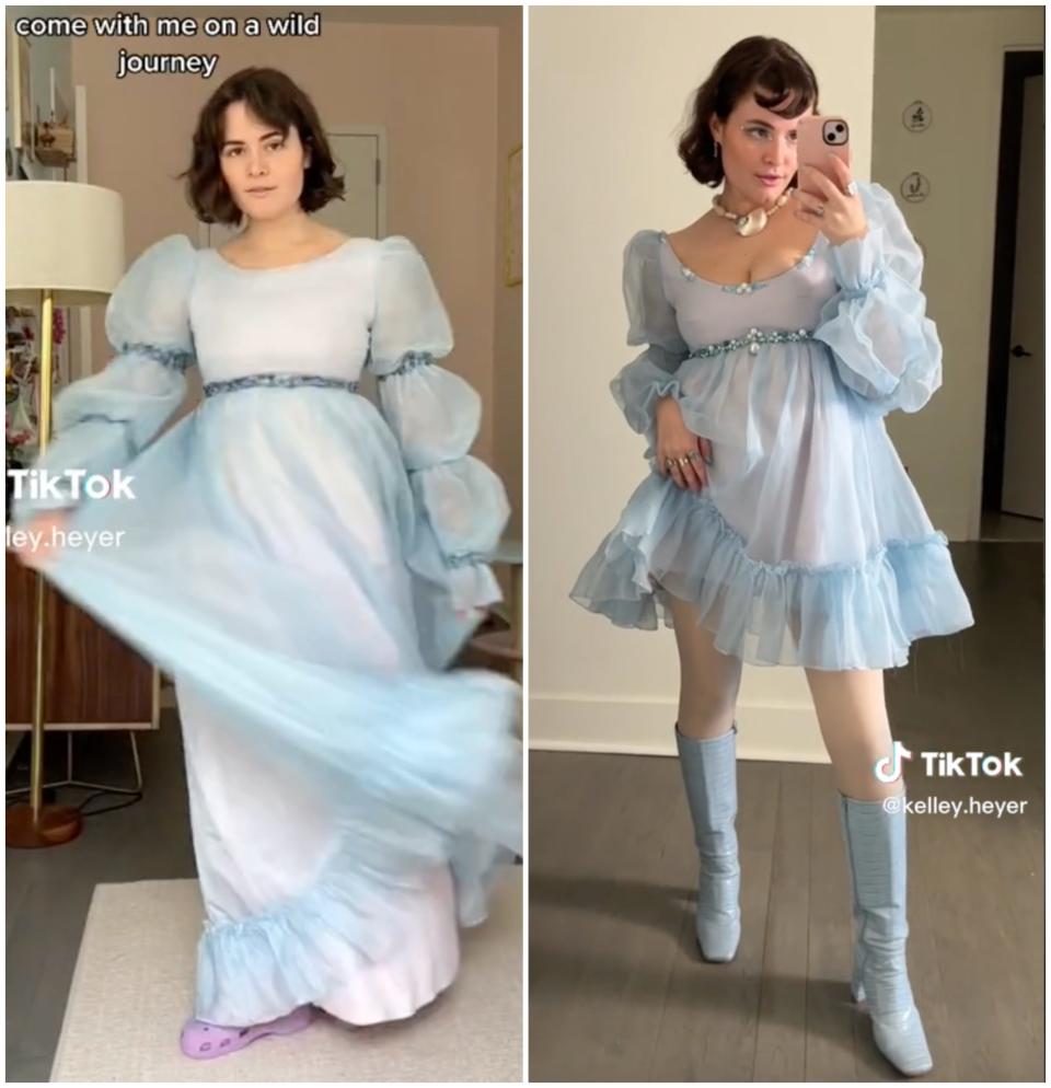 Kelley Heyer transformed 1970s gown into birthday dress.