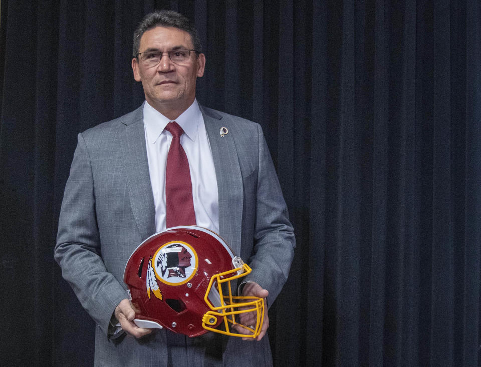 Jan 2, 2020; Ashburn, VA, USA; Ron Rivera speaks during his introductory press conference at Inova Sports Performance Center. Mandatory Credit: Brad Mills-USA TODAY Sports