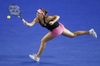 Switzerland's Belinda Bencic hits a shot during her fourth round match against Russia's Maria Sharapova at the Australian Open tennis tournament at Melbourne Park, Australia, January 24, 2016. REUTERS/Jason O'Brien Action Images via Reuters