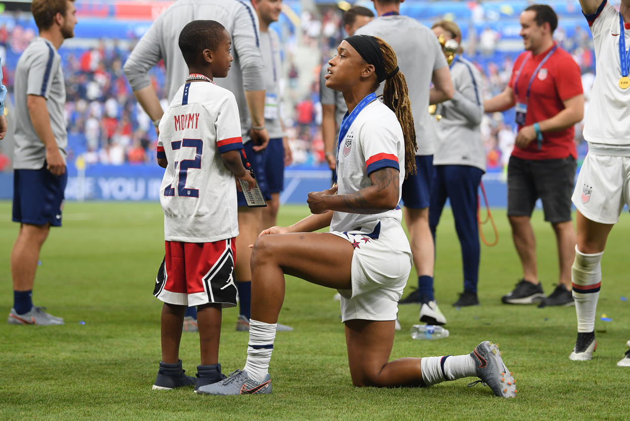 The NWSL checked in with the mothers in the league, like Jessica McDonald, when planning the month-long tournament in Utah. (Sebastian Gollnow/picture alliance via Getty Images)