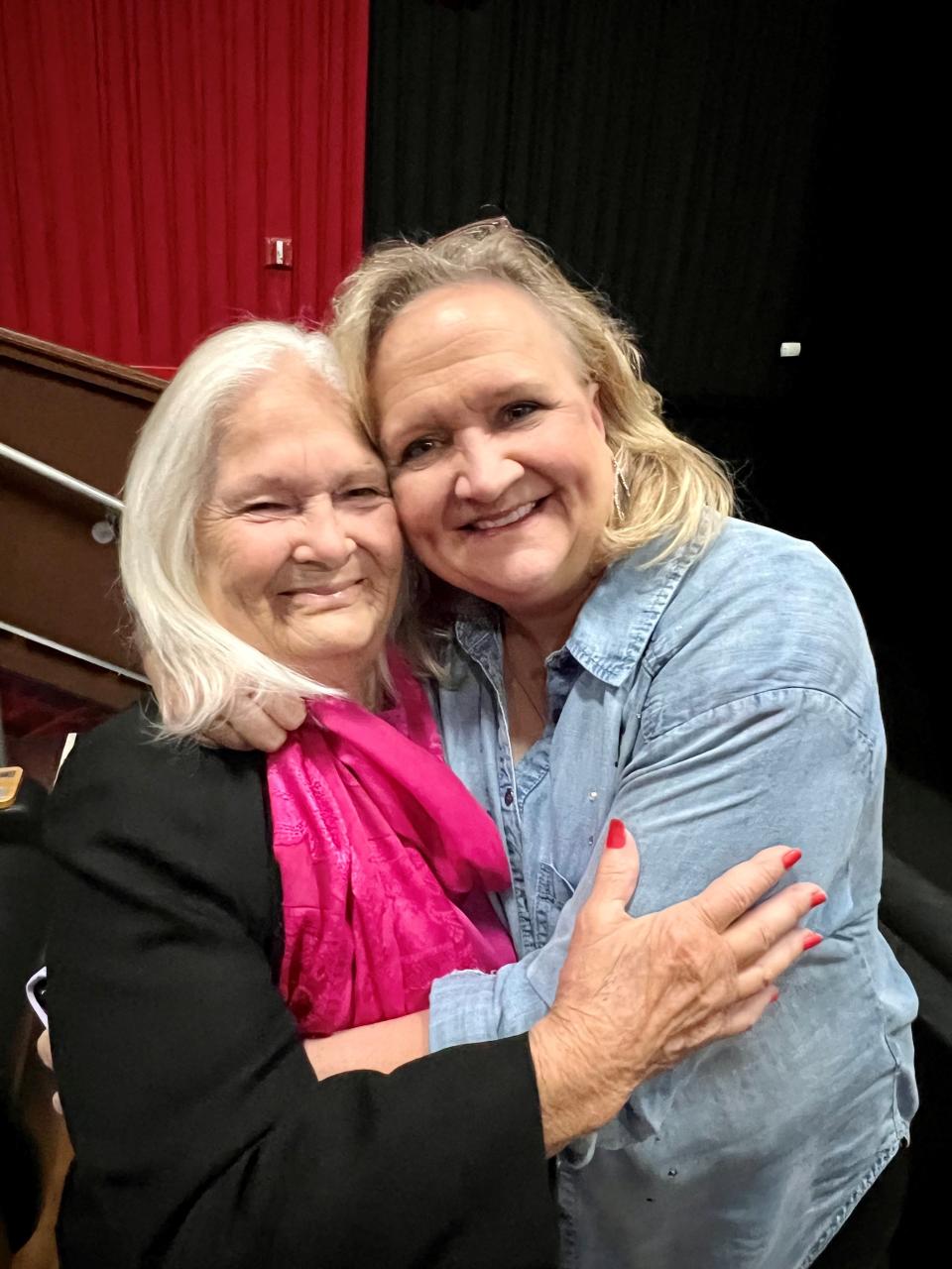 Christian comedian Chonda Pierce, right, with Joyce Mayo, her former drama teacher at Cheatham County High School, at the premiere of Pierce's dramedy movie, "Roll With It," at the Regal Green Hills theaters in Nashville May 9, 2023