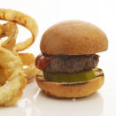 <p>These little burgers are extra juicy because they’re made with a mixture of meats, including ground chuck and short rib. The accompanying onion rings are unbelievably crispy, thanks to the club soda in the batter.</p>