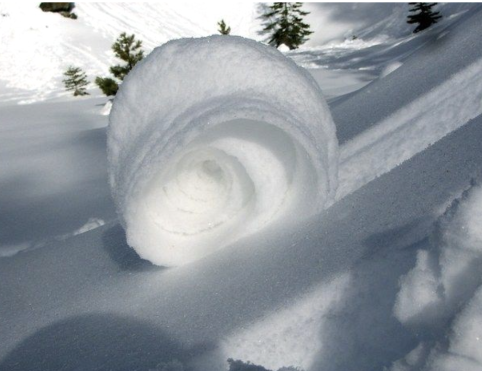 A ball of snow that looks like a swirl inside