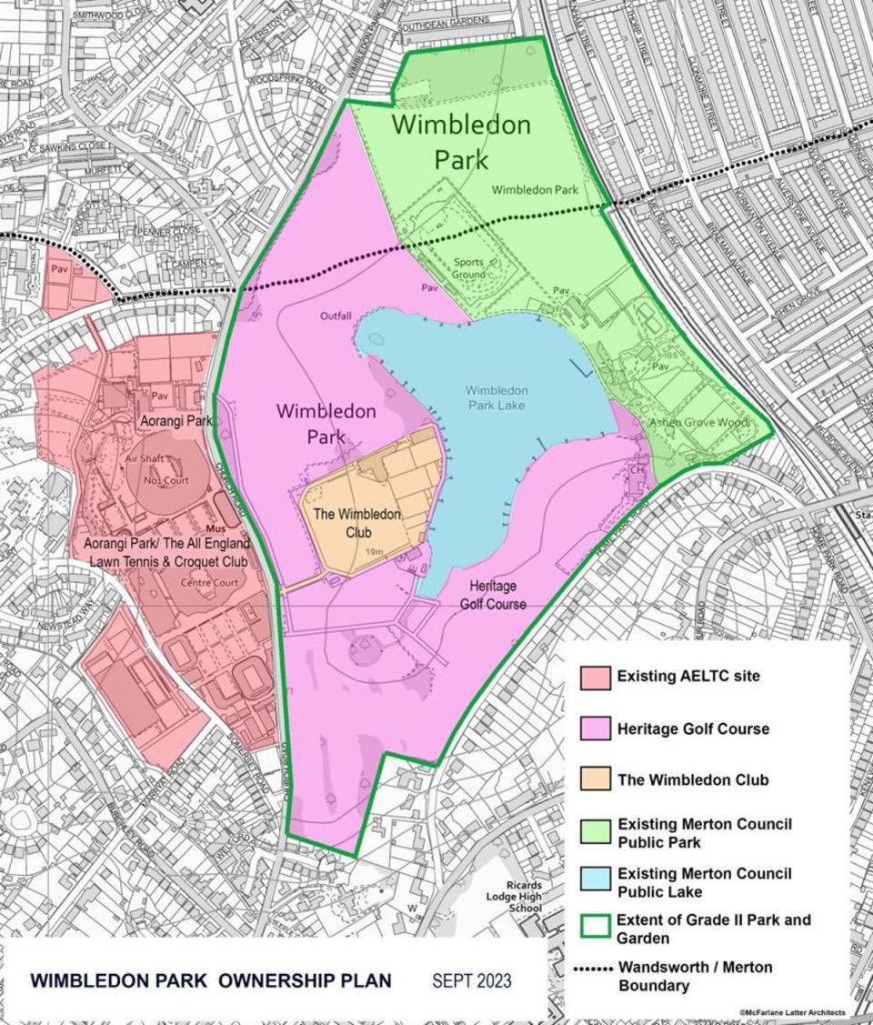 A map used by protestors to highlight their concerns over the proposal (@SaveWimbldnPark/X)