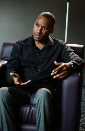 British Transport Police officer Wayne Marques, who fought off London Bridge attackers, speaks to the media for the first time, in London, Britain June 28, 2017. Picture taken June 28, 2017. REUTERS/John Stillwell/Pool