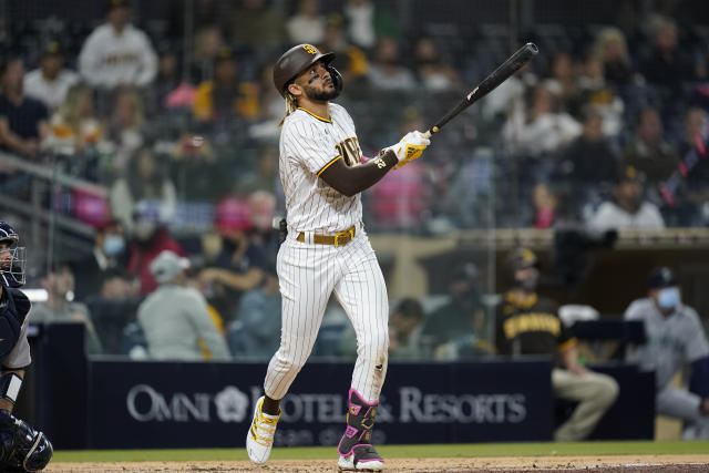 CBS 8 San Diego on X: HE'S BACK ON HOME GRASS! ⚾ San Diego Padres'  Fernando Tatis Jr. bats during the first inning of a baseball game against  the Cincinnati Reds, Monday