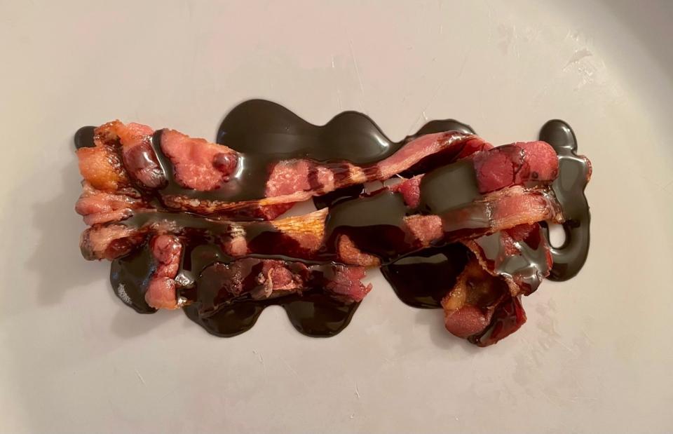 Bacon and chocolate syrup