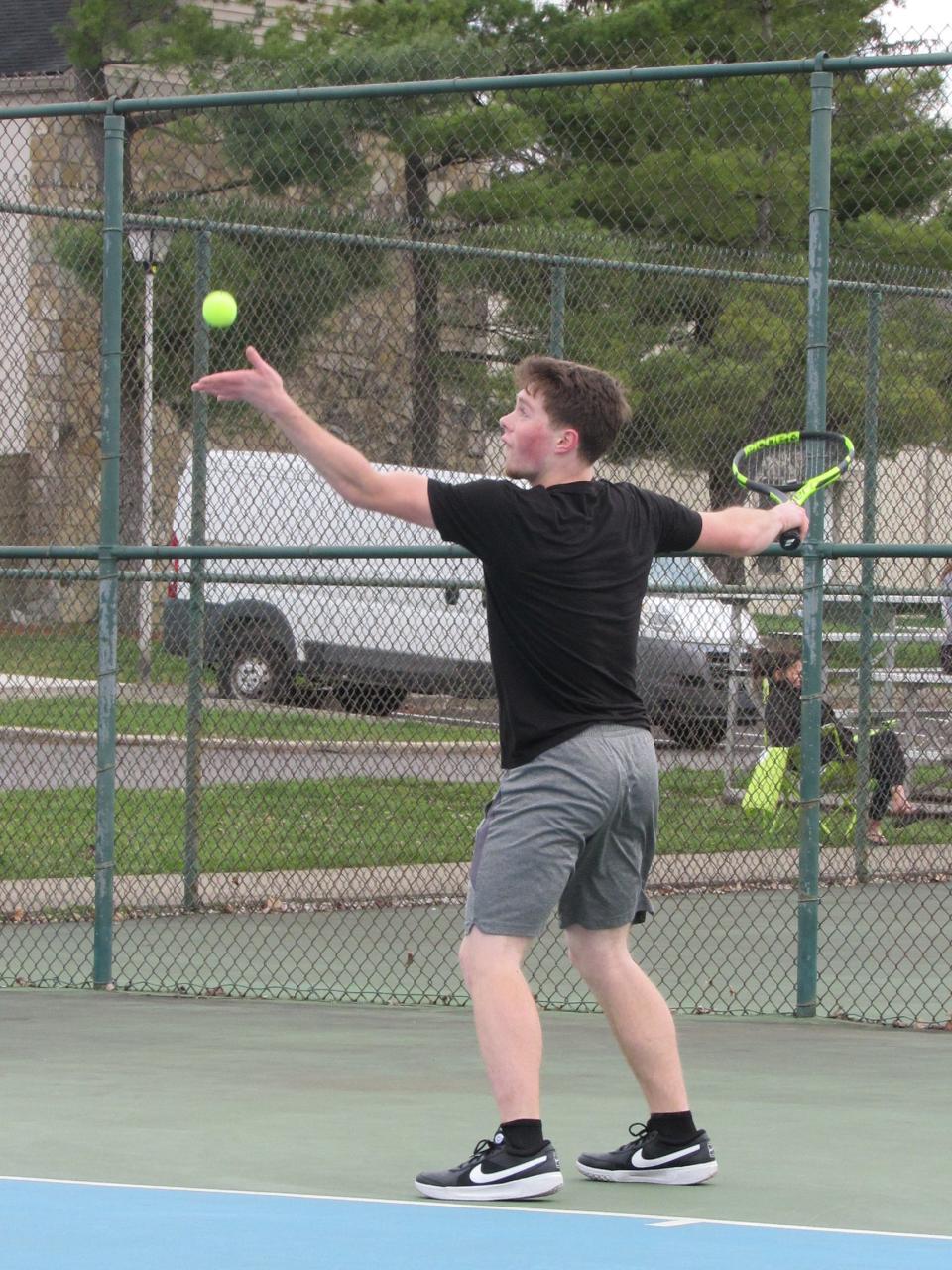 Senior James Knorr is playing first singles for the Reynoldsburg boys tennis team.