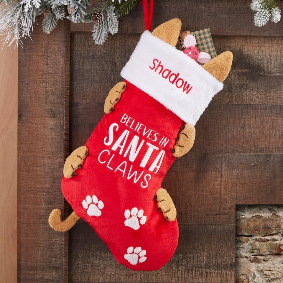 Product photo of a Santa Paws Embroidered Cat Stocking