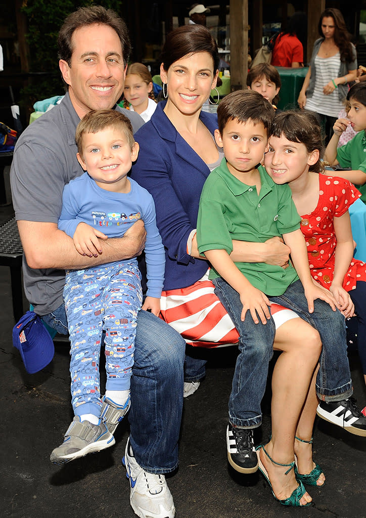 Jerry and Jessica Seinfeld with Shepherd, Julian, and Sascha in 2009