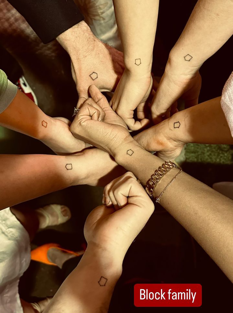 The Block cast showing off their matching house tattoos.