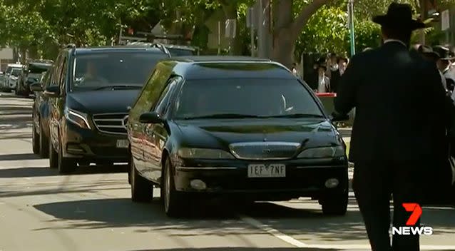 A column of mourners followed Thalia Hakin's funeral procession on Wednesday. Photo: 7 News