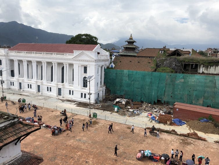 <span class="caption">Gaddi Baithak: under construction.</span> <span class="attribution"><span class="source">Urmi Sengupta.</span>, <span class="license">Author provided</span></span>