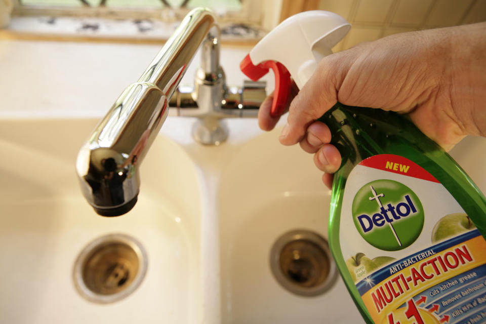 Pictured: Dettol anti-Bacterial spray, a Reckitt Benckiser brand. (Photo by: Newscast/Universal Images Group via Getty Images)