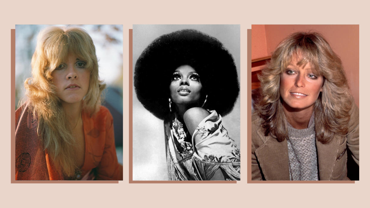  Collage of Farrah Fawcett, Diana Ross and Stevie Nicks. 