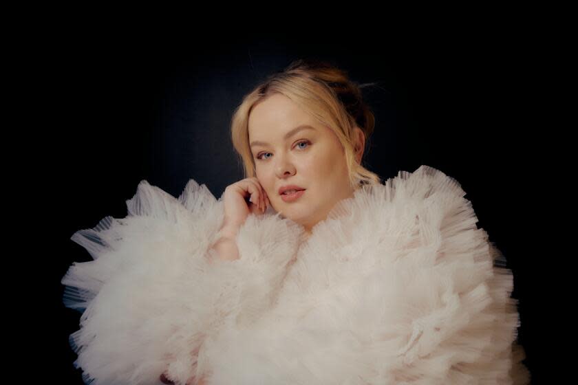 NEW YORK, NY - JANUARY 22, 2024: Actress Nicola Coughlan who performs as Penelope Featherington in "Bridgerton" at the Netflix offices in New York on Monday, January 22, 2024. (Evelyn Freja / For The Times)