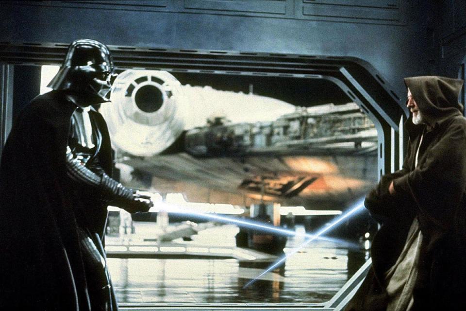 Darth Vader and Obi Wan Kenobi in A New Hope (1977)