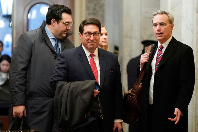 Trump's personal attorney Sekulow and White House counsel Cipollone arrive as the Trump impeachment trial continues in Washington