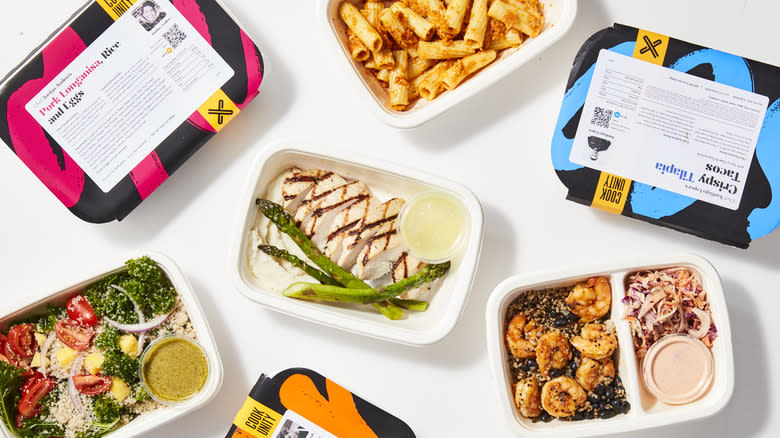 assortment of pre-packaged meals