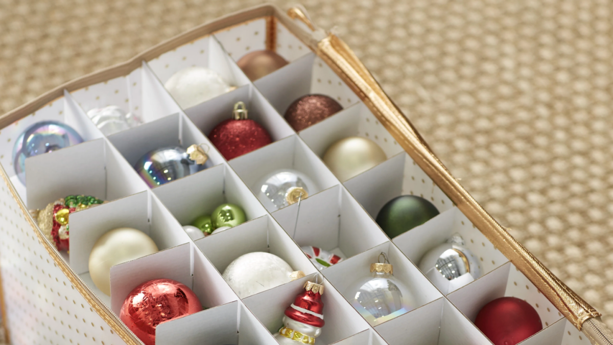 64-Compartment Christmas Ornament Storage Box, Plastic Ornament Storage  Container Zippered Closure And Handles, Perfect For Storing Snowflake  Baubles