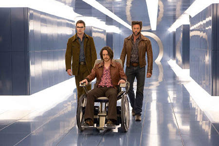 nicholas hoult, james mcavoy and hugh jackman in x-men: days of future past.