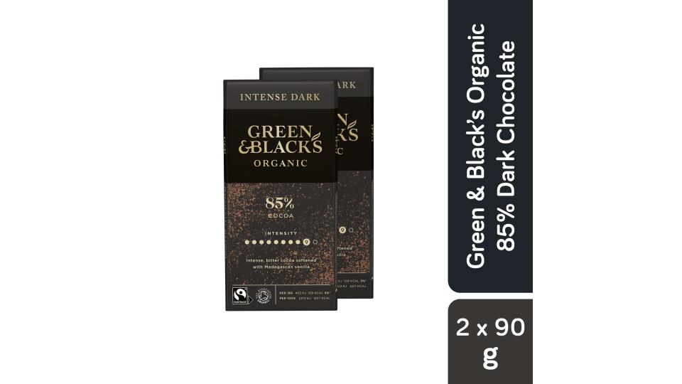 [Bundle of 2] Green & Black's Organic 85% Cocoa Dark Chocolate 90g - Rich Premium Chocolate Taste. (Photo: Lazada SG)