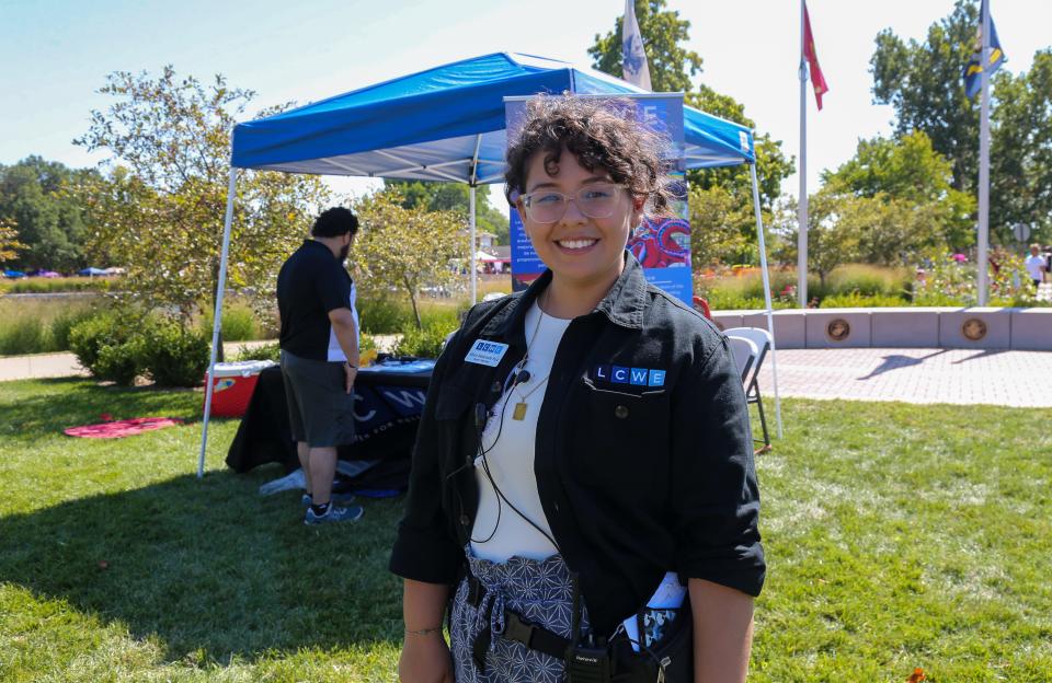 Allison Maldonado-Ruiz, president of the Latino Center for Wellness and Education, poses for a photo at the 2023 Tippecanoe Latino Festival, on Saturday, Sept. 23, 2023, in Lafayette, Ind.