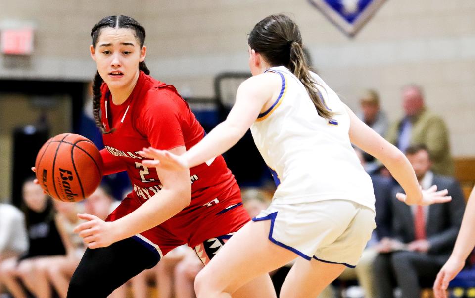 Bridgewater-Raynham's Natalia Hall-Rosa during a game against Norwood on Thursday, Jan. 26, 2023.