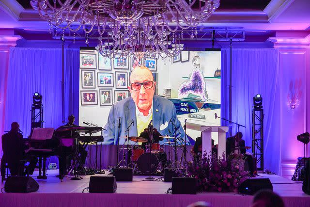 <p>Paras Griffin/Getty</p> Clive Davis appears virtually at the Legacy of Love Gala on Aug. 9, 2023
