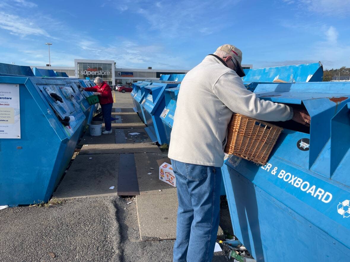 Saint John blue bins will be decommissioned by the end of the month, leaving many of the city's tenants without viable options for recycling. (Graham Thompson/CBC - image credit)