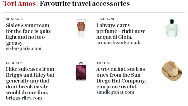 Tori Amos | Favourite travel accessories