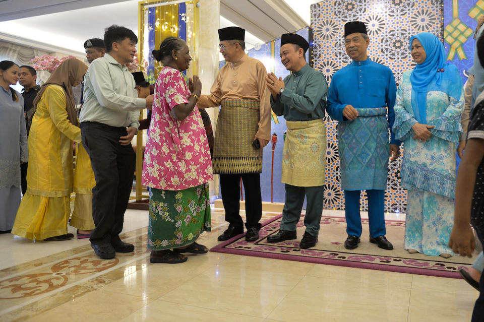 Cabinet ministers greet members of the public during the Prime Minister’s Raya Open House at Seri Perdana in Putrajaya June 5, 2019. — Picture by Mukhriz Hazim