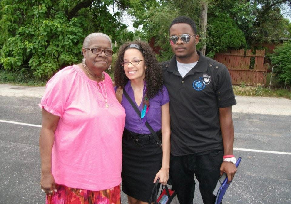 Shaquille Phillips with his sister, Crystal Phillips and their grandmother, Rose Phillips, in 2012.