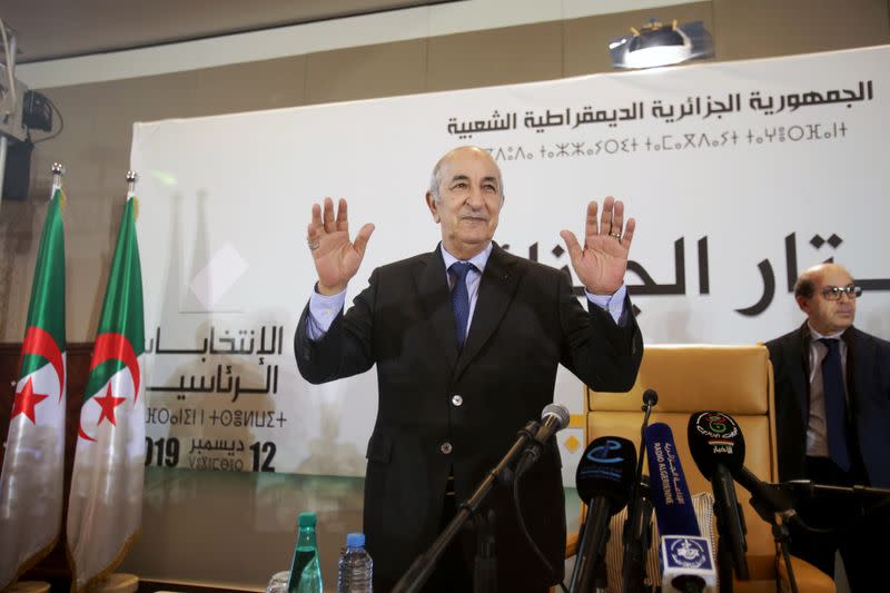 Newly elected president Abdelmadjid Tebboune attends a news conference in Algiers