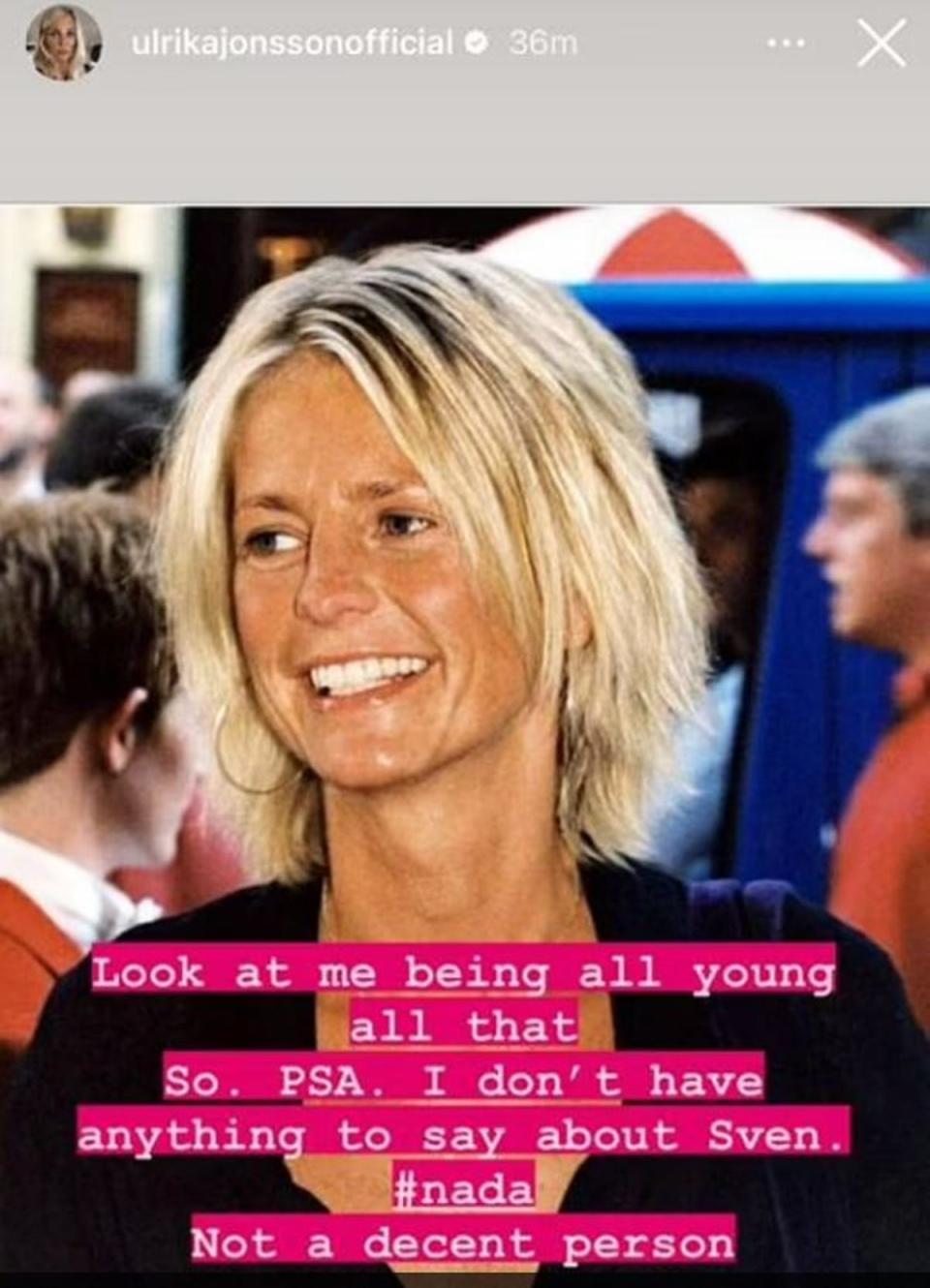 Ulrika Jonsson shared and then deleted this post to Instagram Stories (Ulrika Jonsson @Instagram)